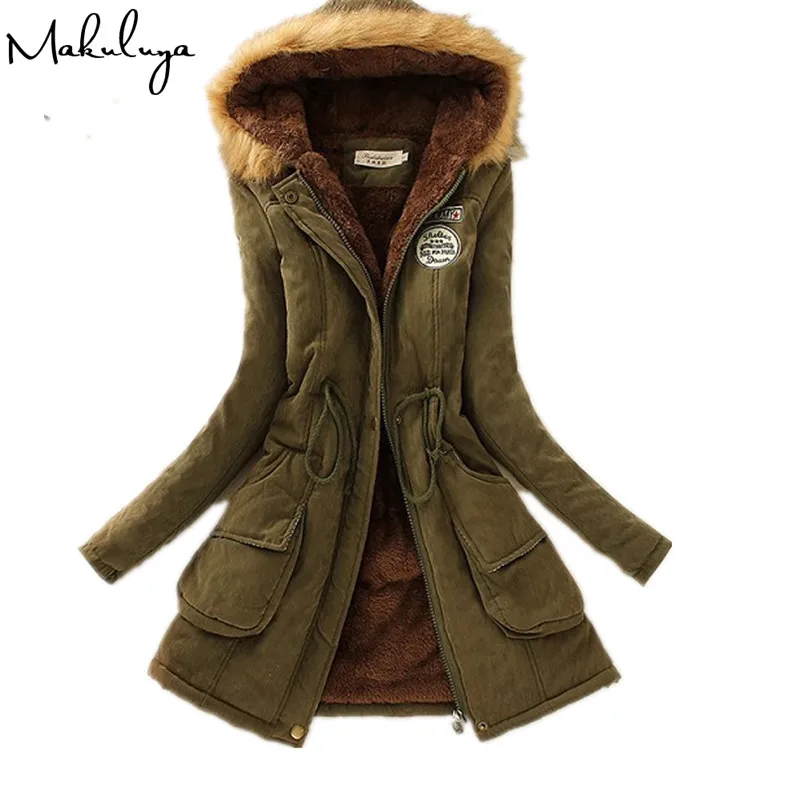 

Makuluya Cold Winter Super Warm Outwear Updated Cotton Women Coats Long Sleeve With Fur Hat Thickening Long Style Women Parka QW