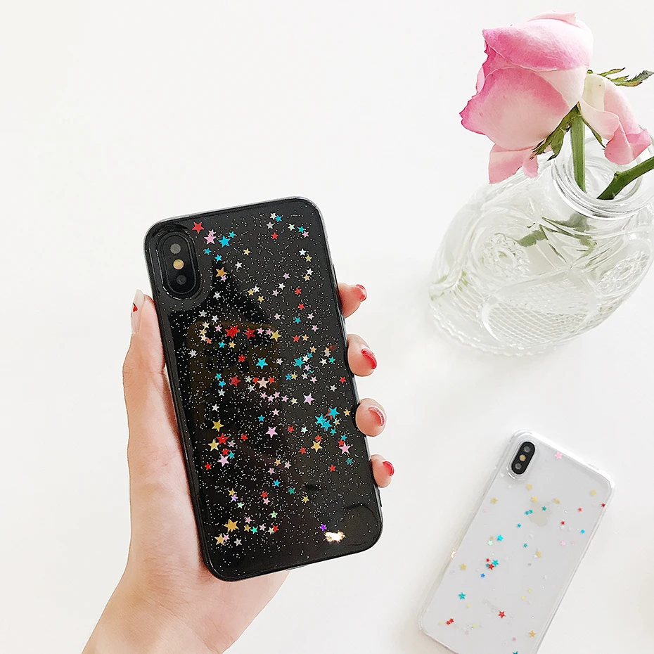 Чехол Qianliyao для iphone 12 11 Pro Max XS XR силиконовый прозрачный чехол с блестящими