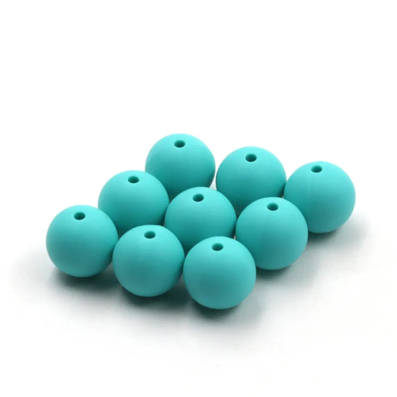 100pcs Turquiose Green Color Silicone Teething Beads Food Grade Baby
