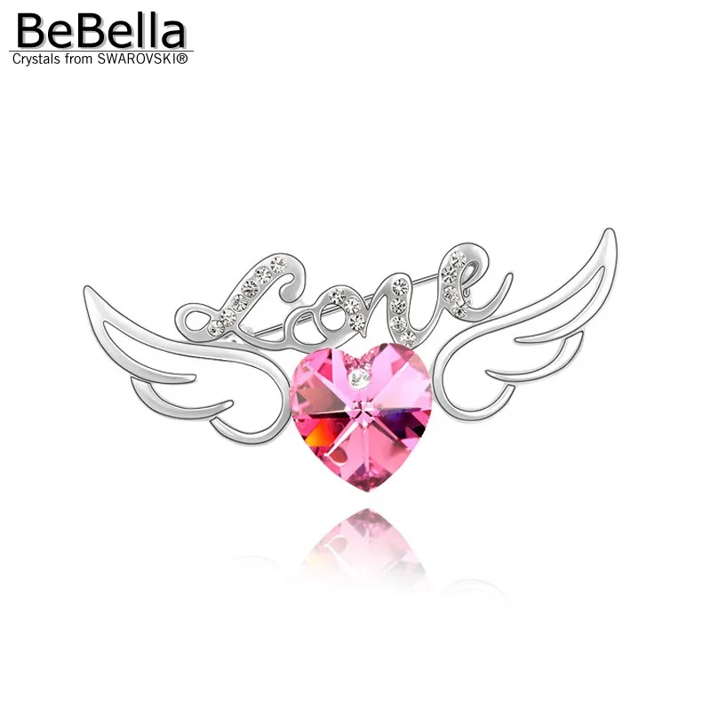 

BeBella 6 colors woman heart wing brooch Made with Swarovski Elements