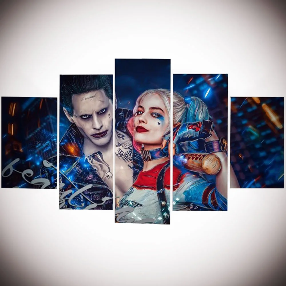 

5pcs /sets Suicide Squad Joker Wall Art HD pictures Diamond embroidery Diamond Painting Cross-stitch For Living Room decor