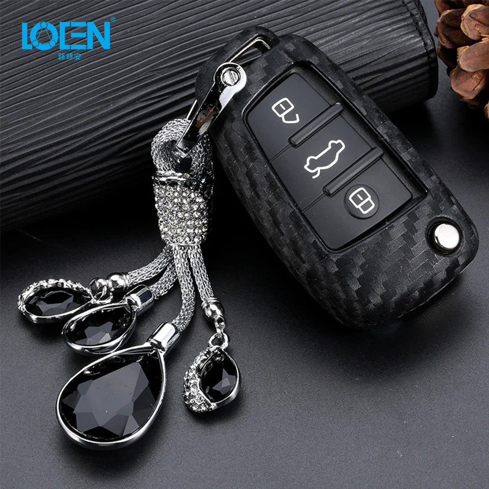 Buy Car Accessories Carbon Fiber Key Case Crystal