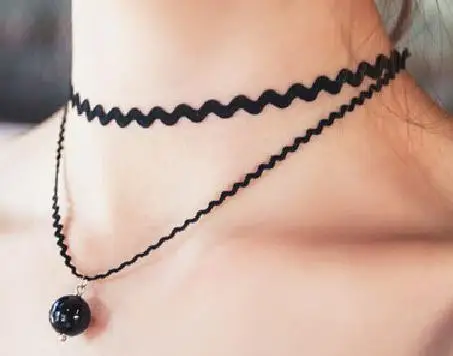 Свадебные украшения подарок Готическая кисточка-чокер ожерелье женское кружевное стимпанк короткое эффектное ожерелье s - Окраска металла: black