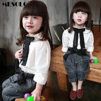 

MESOLO New spring and autumn fashion children's clothing children's girls long-sleeved shirt striped pants suit k1
