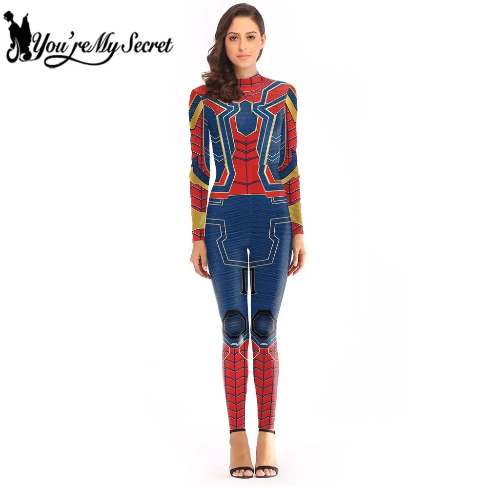 

[You're My Secret] 2019 New Fashion Avengers Infinity War SPIDER MAN Bodysuit for Women Superhero INSOMNIA PS4 Cosplay Costume