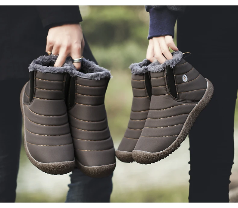 MARSON/Мужская зимняя обувь однотонные мужские зимние ботинки 4 цветов Теплые водонепроницаемые лыжные ботинки с плюшевой подкладкой размера плюс 35-48