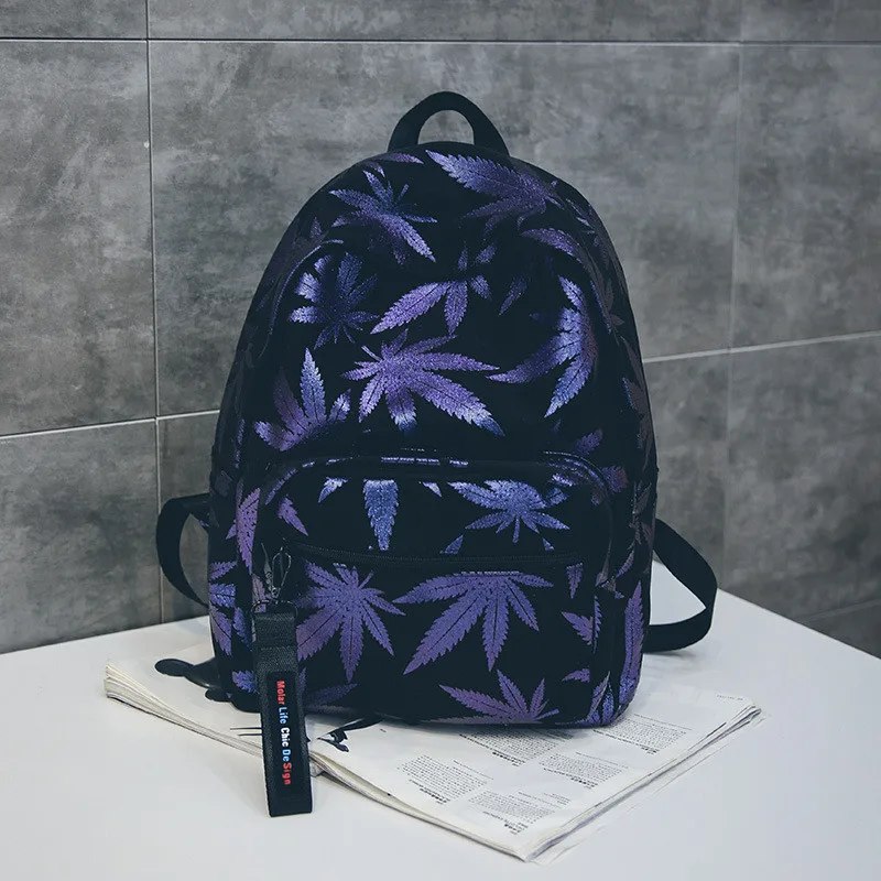 Женский и мужской рюкзак с принтом, вместительный школьный рюкзак с блестками и листьями для подростков, рюкзак для ноутбука, Женская дорожная сумка, рюкзак