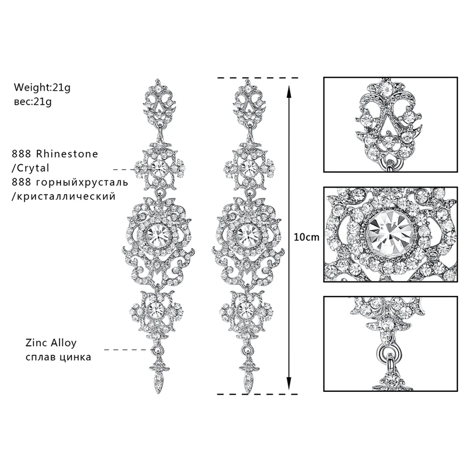 Minmin серебряный цвет хрустальная люстра свадебные длинные серьги для женщин Роскошные невесты серьги для невесты модные ювелирные изделия MEH182