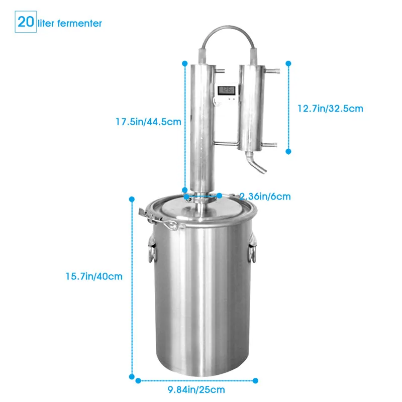 DIY Alcohol Distiller  Stainless Steel  Distillation Apparatus Laboratory Chemistry Glassware Set 12L 30L35L With Thermometer (1)_1