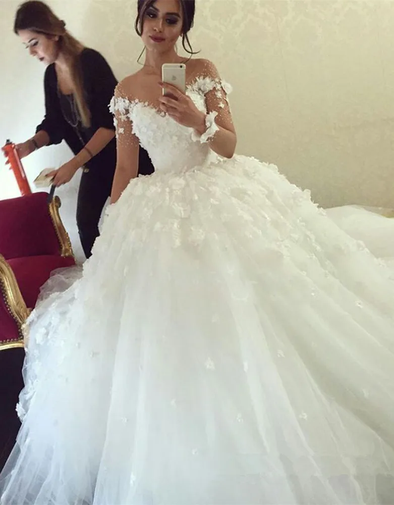 Кружевное мусульманское свадебное платье Vestido De Noiva бальное с длинными рукавами