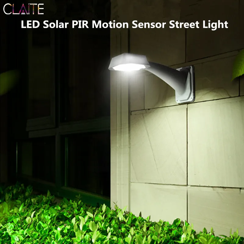 

CLAITE 5W 20 LED Solar PIR Motion Sensor Street Light Waterproof Outdoor Porch Pathway Garden Security Wall Lamp 4800mAh