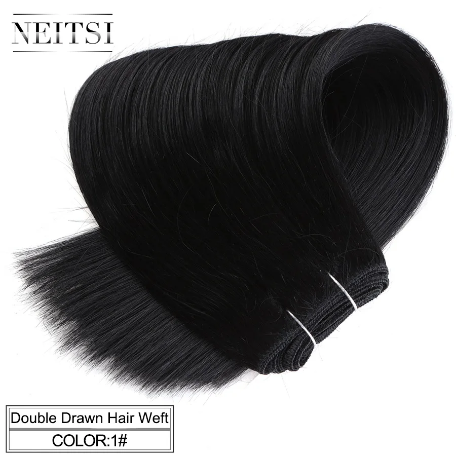 Прямые человеческие волосы для наращивания Neitsi, двойные, 20 дюймов, 24 дюйма, 100 г/шт., черный блонд, пряди, быстрая - Цвет: #1
