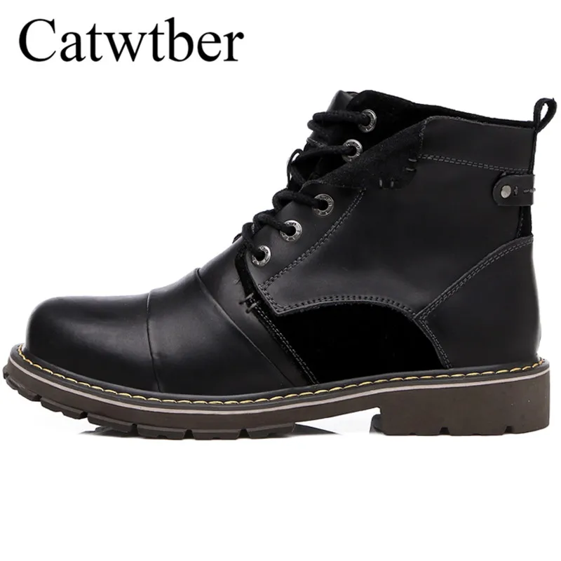 

Catwtber Leather Cashmere High Martin Boots Men Thicken Cotton Shoes Hot Sale Top Quality Spring Autumn New High-top Shoes Men's