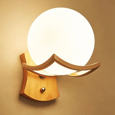 Скандинавский Креативный светодиодный прикроватный настенный светильник для гостиной, спальни, лестничной дорожки из натурального дерева