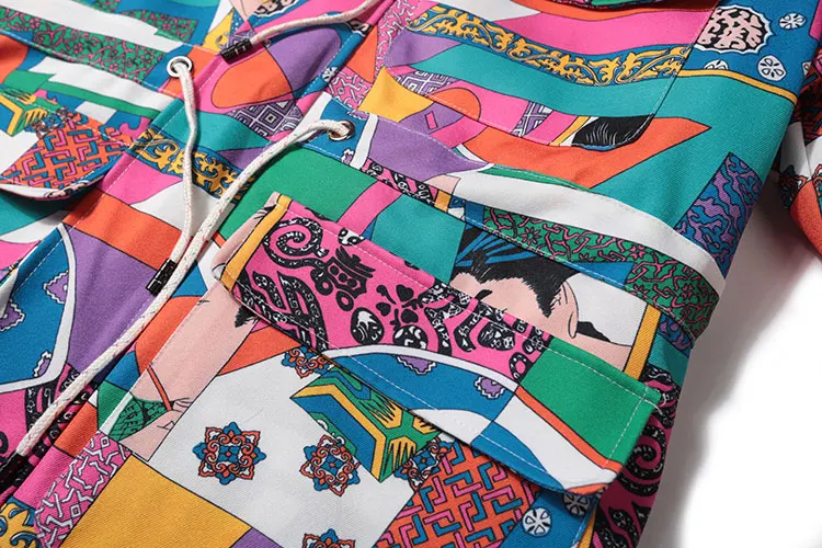 Japanese Ukiyo E Style Color Block Patchwork Jacket 7