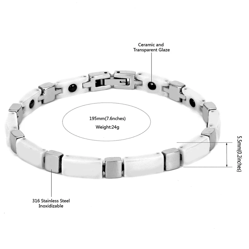 Модные Стиль Керамика Здоровый Магнитный браслет для Для женщин Мощность элегантный белый терапевтические магнитики Браслеты браслеты хорошее качество