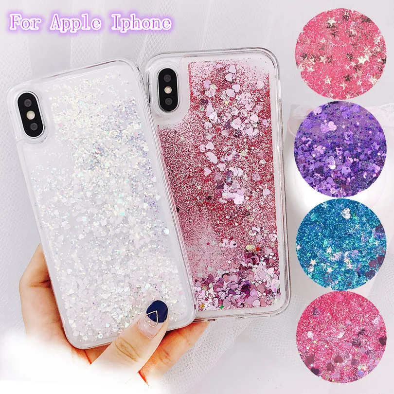

Liquid Water Case for iPhone X Dynamic Quicksand Glitter Bling Soft Silicone Cases for iPhone SE 5 5S 6 6S 7 8 Plus XS MAX XR