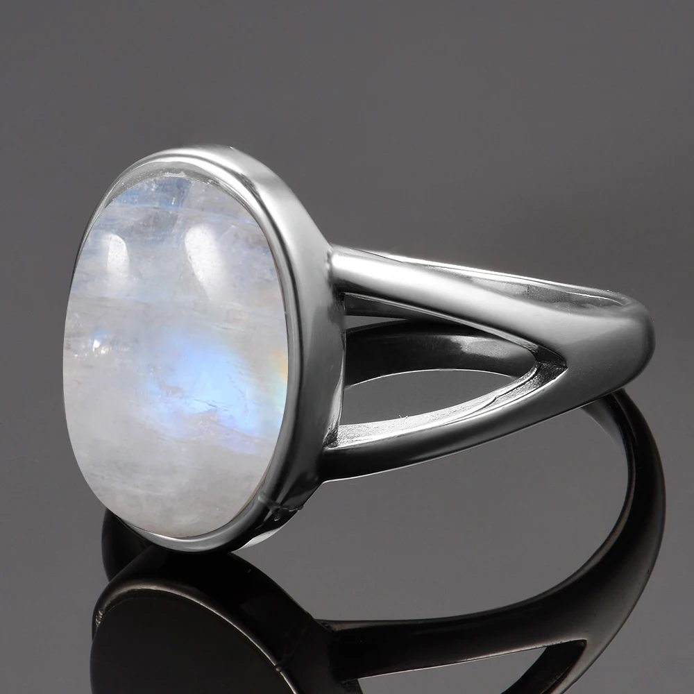 Big Natural Rainbow Moonstone Ring - 50% Off + Free Shipping