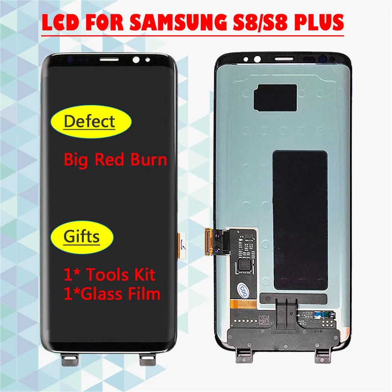 Скидка Оригинальный ЖК дисплей с защитой от ожогов для Samsung Galaxy S8 G950F ЖК дисплей S8 plus G955F с сенсорным экраном дигитайзер G950fd G955fd