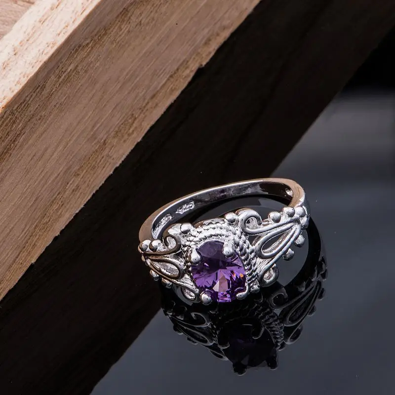 Серебряное кольцо посеребренные ювелирные изделия, фиолетовый округлый камень/hhrapyya gveapmla LQ-R600