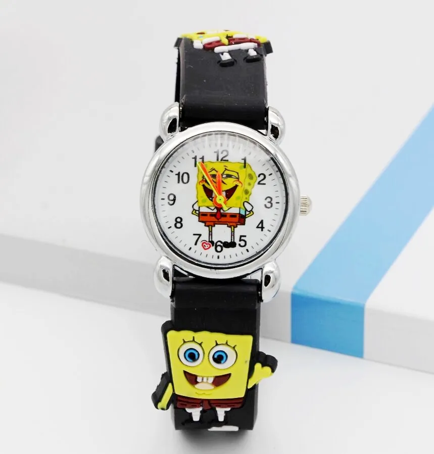 New Arrival 3D Cartoon Silicone Band children cartoon quartz watches christmas gift SpongeBob Watch 1pcs