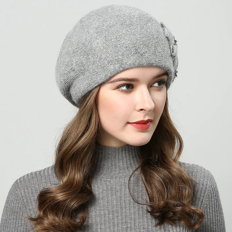 

Wool Rabbit's Hair Print Winter Fall Outdoor Mask Ski Caps Men's Women Hat Knitted Skullies Beanie Female warm thermal Bonnet