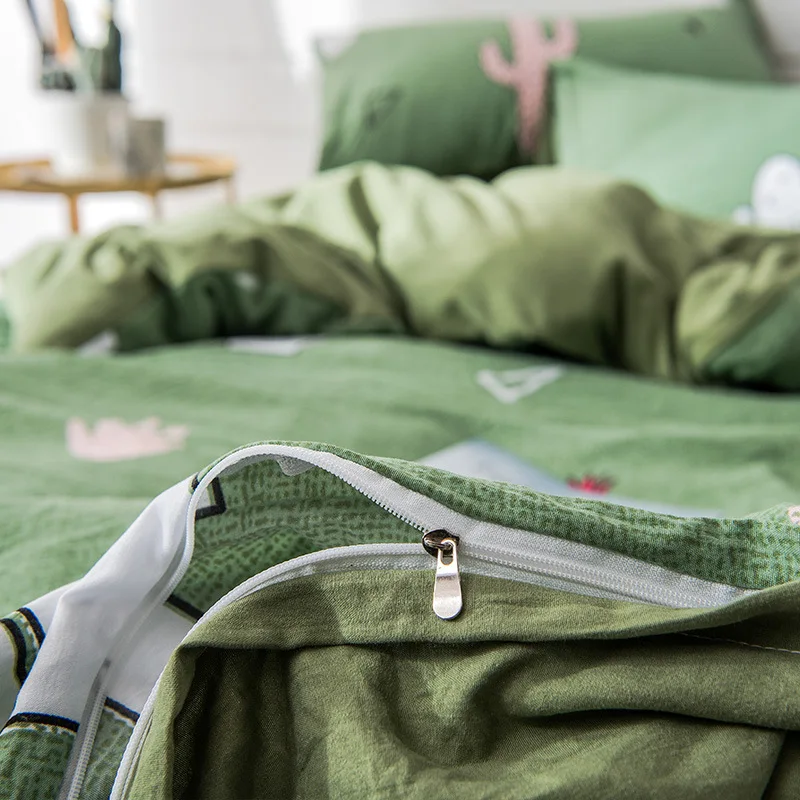 Домашний текстиль Зеленый Кактус постельные принадлежности 4 шт. розовый морковь мыть хлопок полиэстер мягкий пододеяльник льняное покрывало на кровать Наволочки