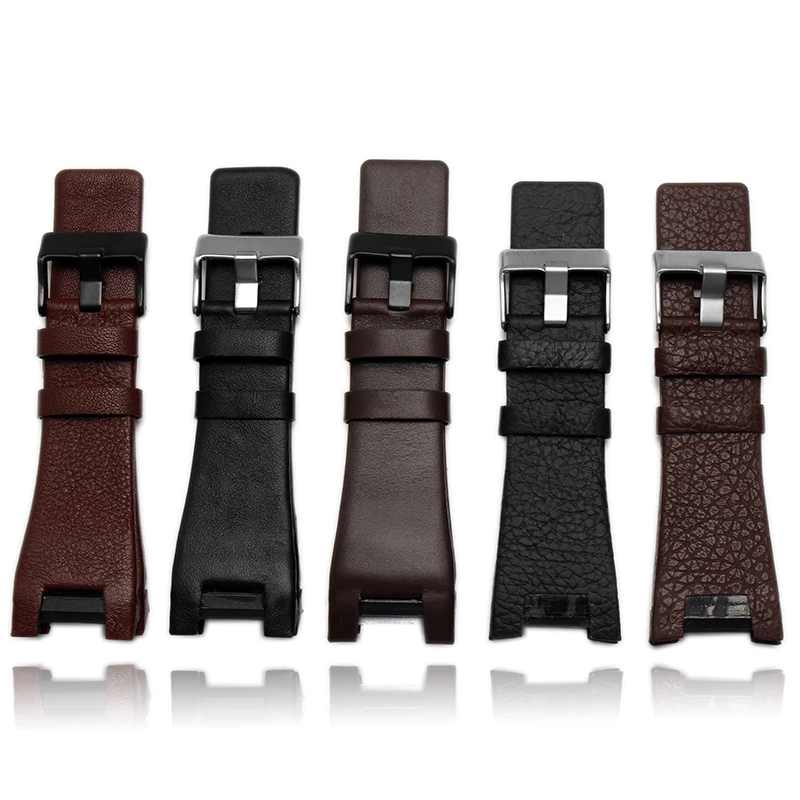 

32*17mm black brown genuine leather with stainless steel clasp watchband strap Dedicated men fit Diesel DZ4246 DZ1273b Bracelet