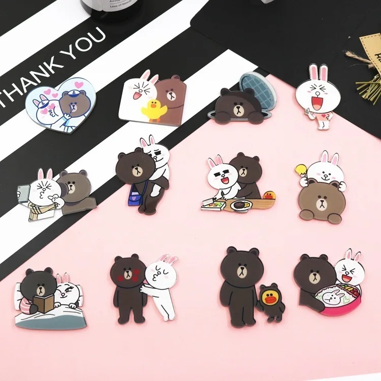 

1PCS Cartoon Kawaii Lapel Brown Bear Connie Rabbit Brooches Animal Pin Bears Cute Grizzly Panda Ice Bear denimwholesale badges