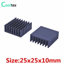 200 шт./лот) 25x25x10 мм черный алюминиевый радиатор теплоотвод для IC чип кулер охлаждения