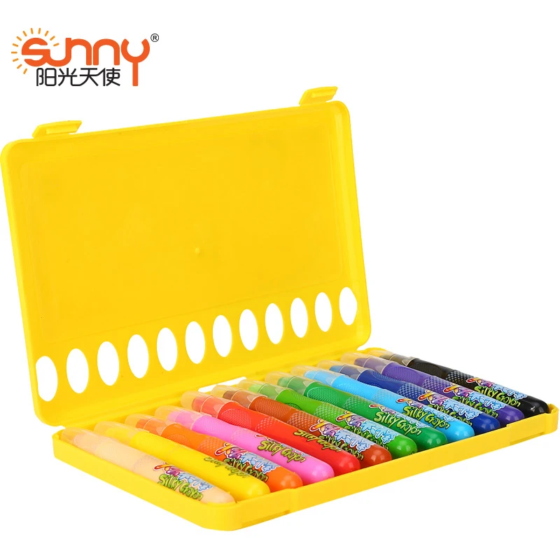 Sunny 12 colors Silky crayon chalks kids  crayons  art pen pastel  cheap Drawing painting for children Free shipping