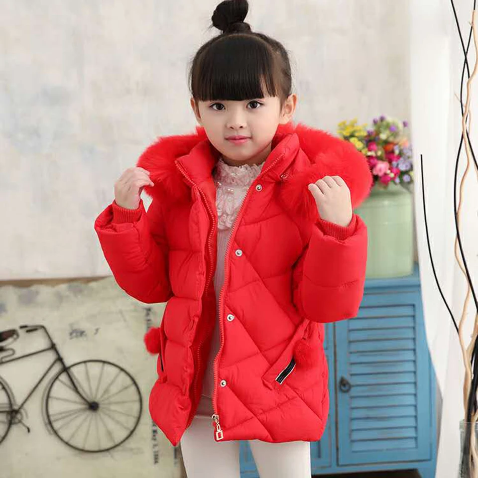 

Kids Winter Coat Baby Girl Winter Warm Parkas For Teenagers Girls Warm Solid Color Coat High Quality 3-10 Yrs Baby Girls Clothes