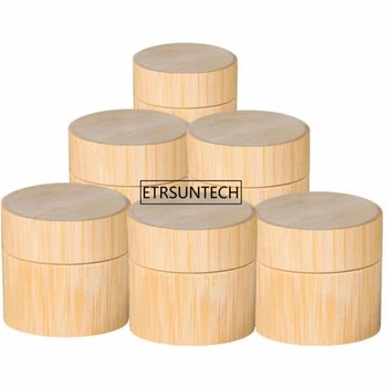 

10pcs 3g 5g 10g 15g 30g 50g Bamboo Bottle Cream Jar Nail Art Mask Cream Refillable Empty Cosmetic Makeup Container Bottle F2663