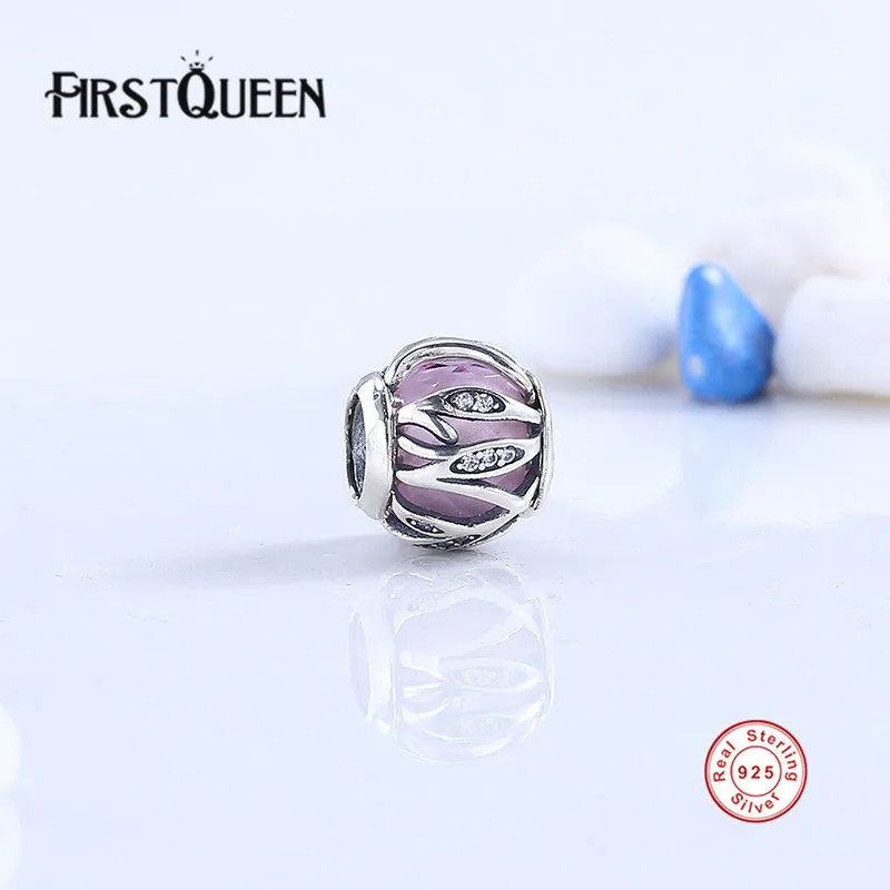 

FirstQueen Real 925 Silver Pink Nature's Radiance Charm Beads Fit Original Bracelets Pulseira Encantos.100% Fine Jewelry E