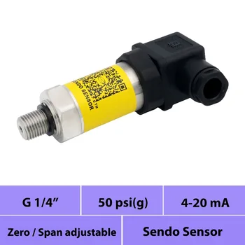 

4 20mA pressure sensor transducer, pressure 50psi vented gauge, 12 24 36 volt power, low price, highly accurate, 2 wire signal