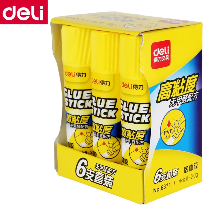 Deli-6370 6371 6372 솔리드 접착제 스틱, 15g 20g 36g, 포름알데히드 접착제 스틱, 4 개-6 개/박스, 솔리드 접착제 스틱