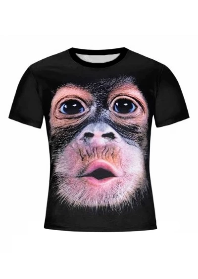 Men T-Shirt 3D Orangutan Print T-Shirt O-Neck Short Sleeve T-Shirt Black Casual funny t shirt men Fashion cool T shirt for men