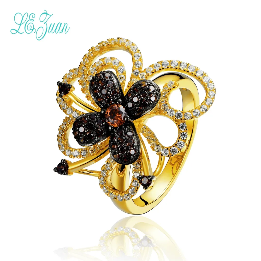 

l&zuan S925 Fashion Sterling Silver Jewelry Beautiful Multicolor Zircon Flower Rings For Women Party Christmas Gifts