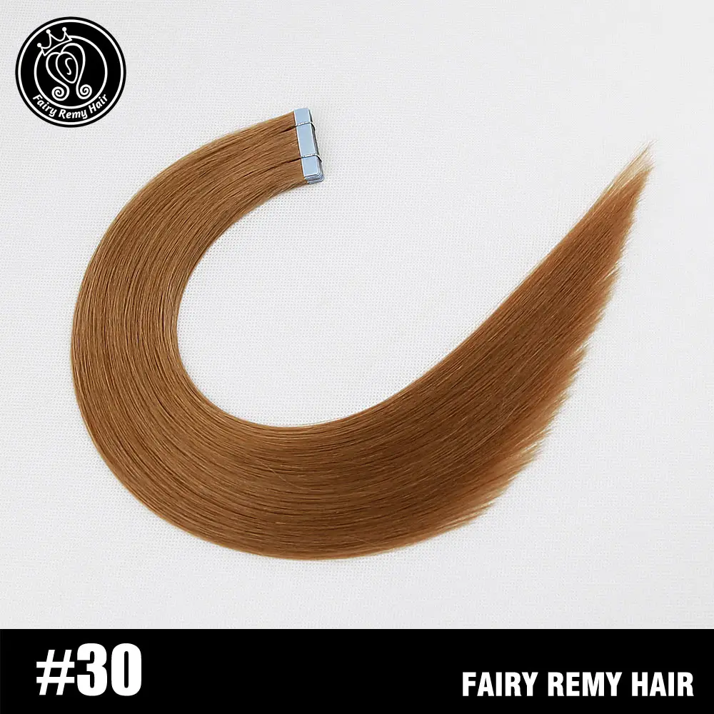 Сказочные волосы remy, 2,0 г/шт., 18 дюймов, натуральные человеческие волосы Remy на ленте для наращивания, прямые волосы Remy, силиконовый, невидимый, искусственная кожа для наращивания - Цвет: #30