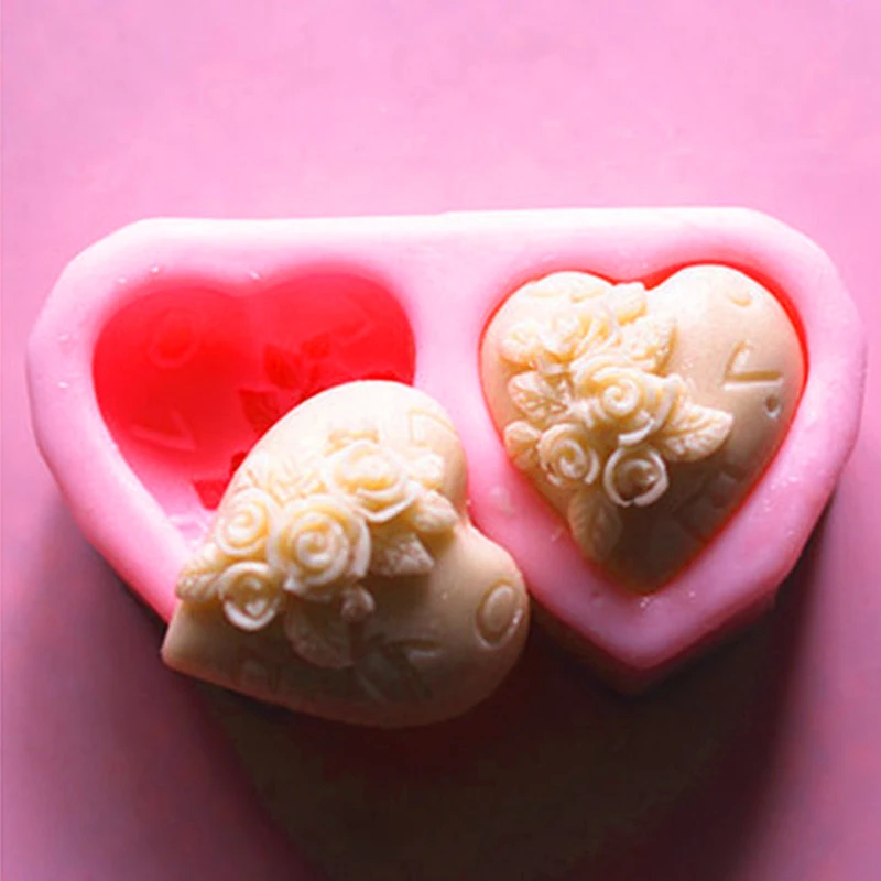 

Valentine's Day Rose Heart Silicone Soap Mold Cake Decorating Craft for making soap/chocolate/ice/candy/dessert/jellyDIY Molds