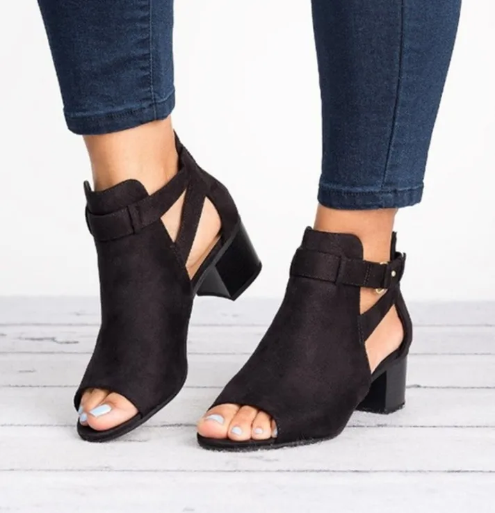 

OLOMM Women Sandals Fashion High Heel Zipper Women Shoes Leather Ladies Gladiator Sandals Sandalias Mujer 2019