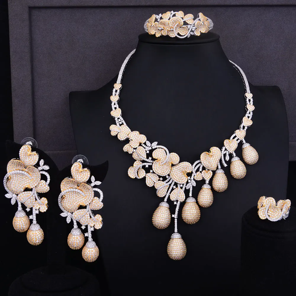 

GODKI Luxury Flower Bud Mixed Women Wedding Cubic Zirconia Necklace Earring Saudi Arabia Jewelry Set Jewellery Addiction