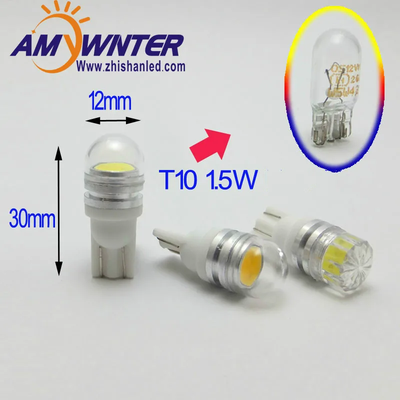 Маркер лампы W5W T10 12V светодиодный для автомобилей лампы для автомобилей COB 1,5 W светодиодный интерьер лампы Автомобильный источник освещения AMYWNTER