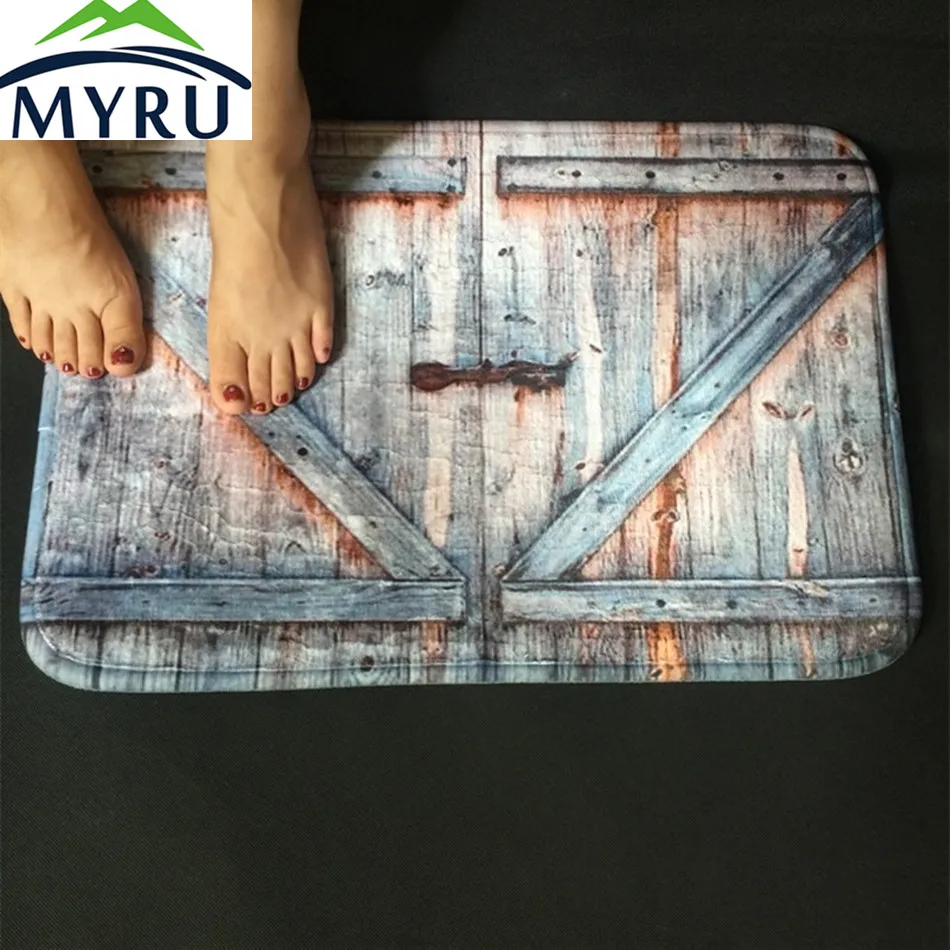 MYRU Country Style Polyester Shower Curtain Carpet Bath Mat Old Bronze Wooden Garage Door Vintage Rustic Bathroom Decor Art MYRU Country Style Polyester Shower Curtain Carpet Bath Mat Old Bronze Wooden Garage Door Vintage Rustic Bathroom Decor Art