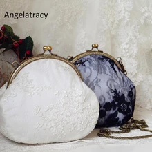 Angelatarch Ручная Работа винтажные Ретро кружевные сумки вышивка женская сумка цветочный металлический каркас сумки белые черные сумки сумка на плечо подарок