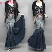 Женская облегающая Русалка джинсовая юбка лето мода Высокая талия Сексуальная облегающая труба джинсовая юбка 8021