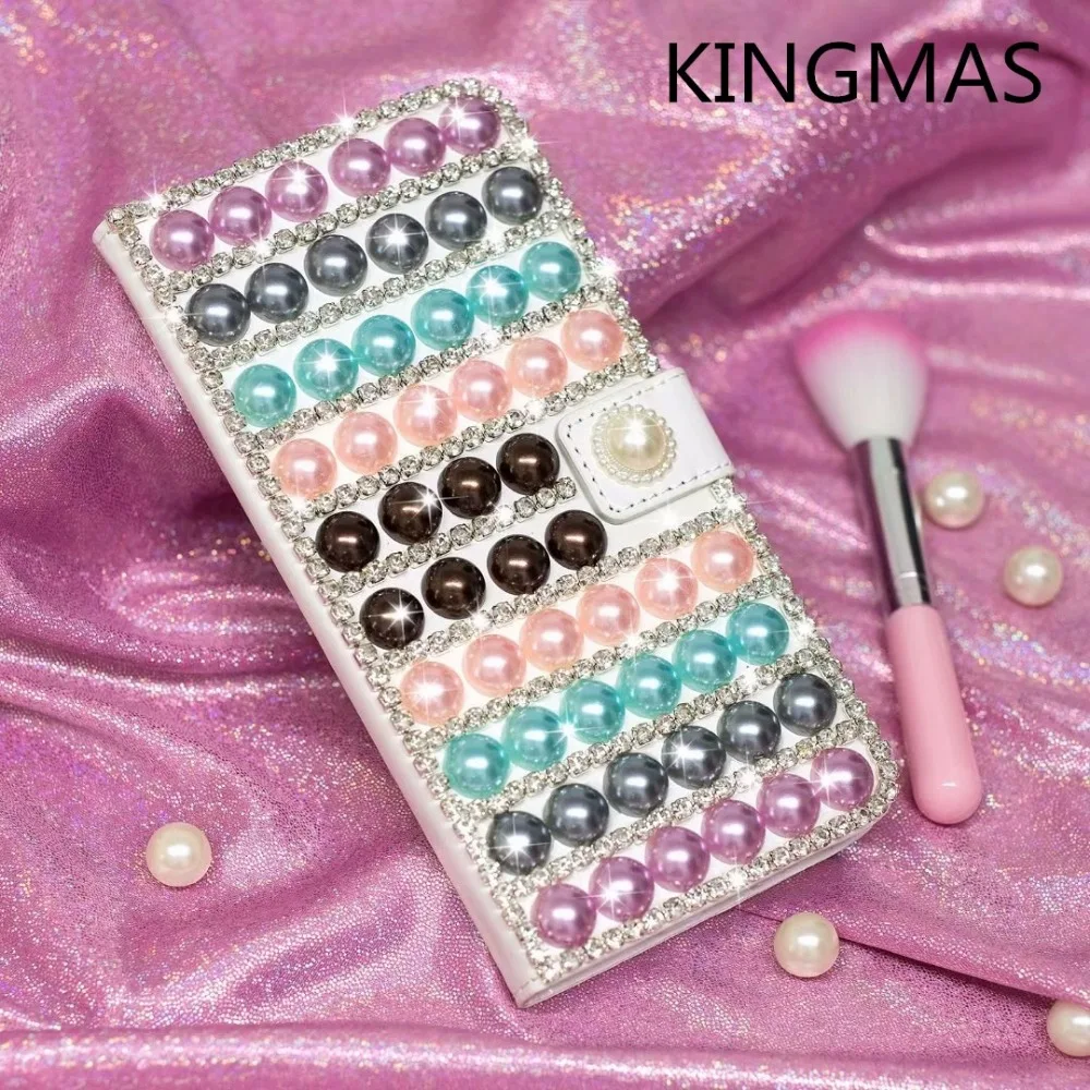 

Diamond Pearl Case for Samsung A8 2018 Deluxe Handmade Gold Shiny PU Leather Flap Wallet Case for Samsung S7 Edge s8 S9 Plus