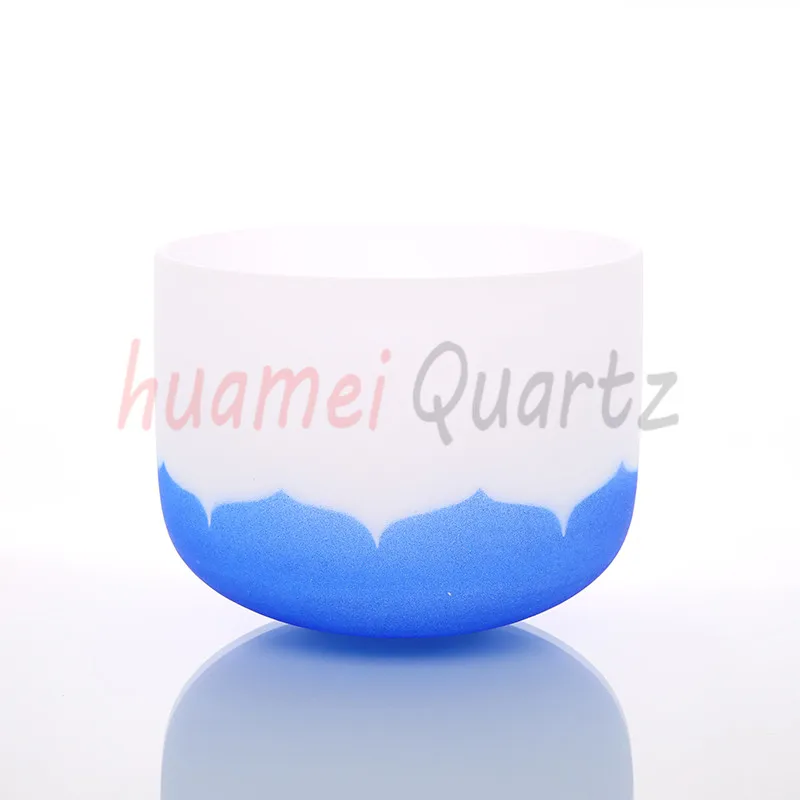 

10 inch color lotus with chakra logo frosted quartz crystal singing bowl