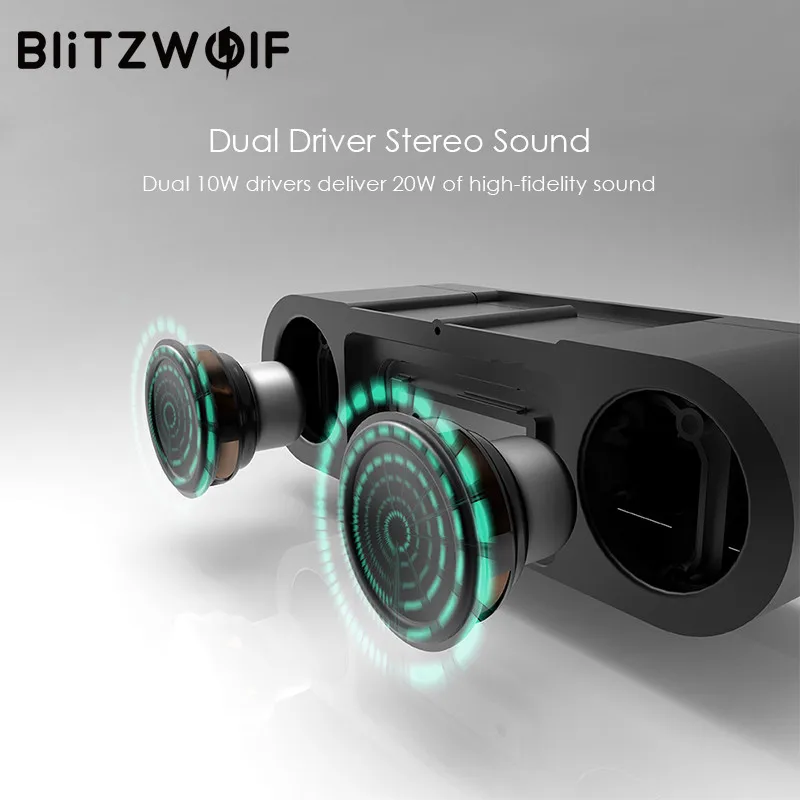 Беспроводные bluetooth стереоколонки BlitzWolf портативные V4.0 двойные драйверы 20 Вт для