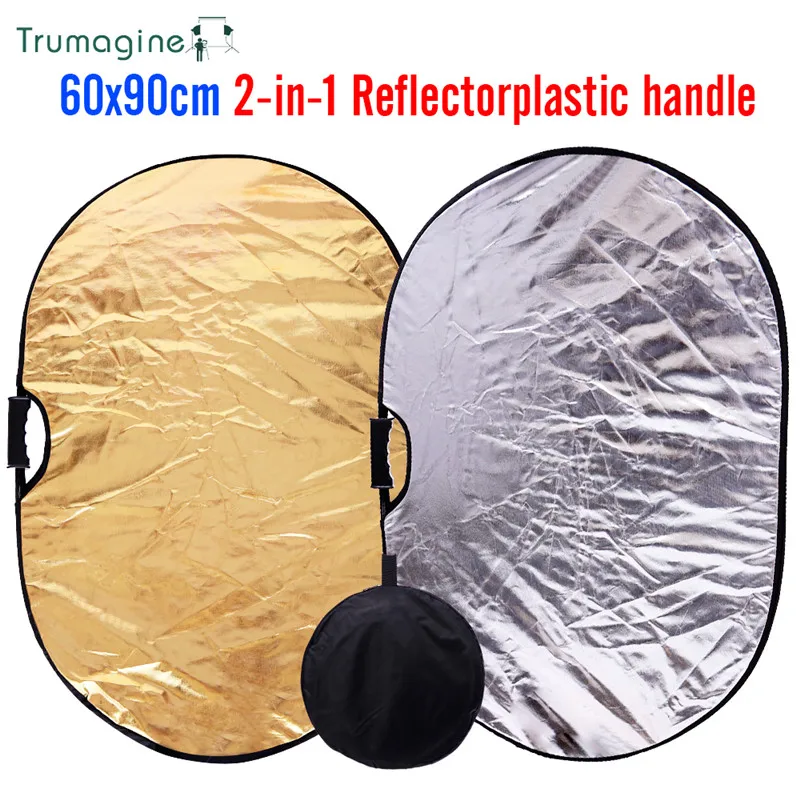 

TRUMAGINE 60x90cm / 24x35in 2 in 1 Portable Collapsible Lighting Oval Reflector for Photo Studio Light Accessories With Handle